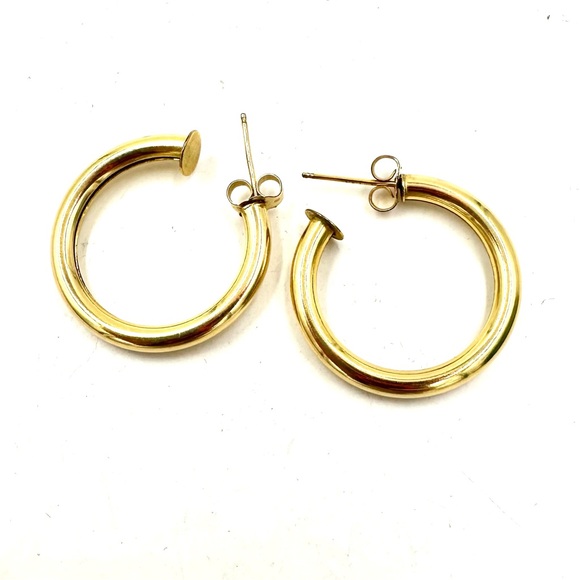 Hoop Earrings 14k Yellow Gold Filled Faux Pearl Ruby Rhinestone Drop Dangles - Picture 6 of 11